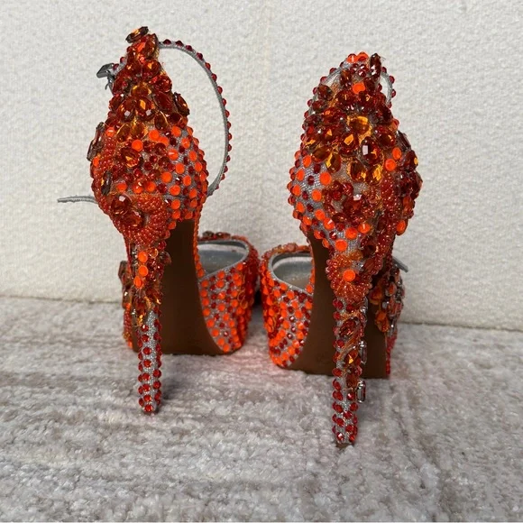 Gianni Bini Orange Platform Heels - Embellished | Perfect for Stage or Rave - Picture 5 of 7
